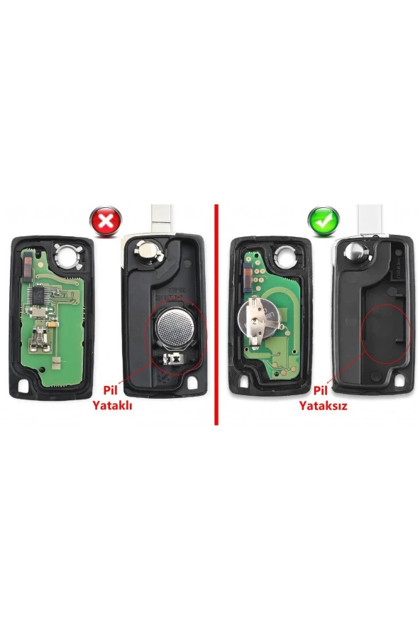 Citroen Berlingo C3 C4 C5 Uyumlu Kumanda Kabı Anahtar Kabı Oto Anahtarlık Pil Yataksız Logolu - 4