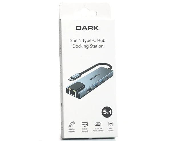 Dark 5'i Type-C to Eth. Hdmi Usb 3.0 USB 2.0 Usb-C Port Çoklayıcı DK-AC-U31X46 - 2