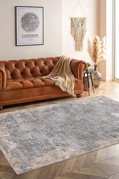Alpina Home Expression Gri Yumuşak Doku Salon Oturma Odası Mutfak Çocuk Odası Halısı