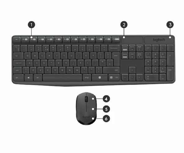 Logitech MK235 Q Türkçe Kablosuz Multimedya Siyah Klavye+ Mouse - 3