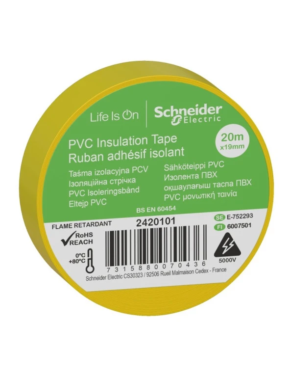 Schneider 2420101 Thorsman İzolasyon Bandı 19MMx20MT Sarı - 1
