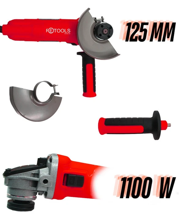 RETOOLS 125 MM ELEKTRİKLİ AVUÇ TAŞLAMA KIRMIZI