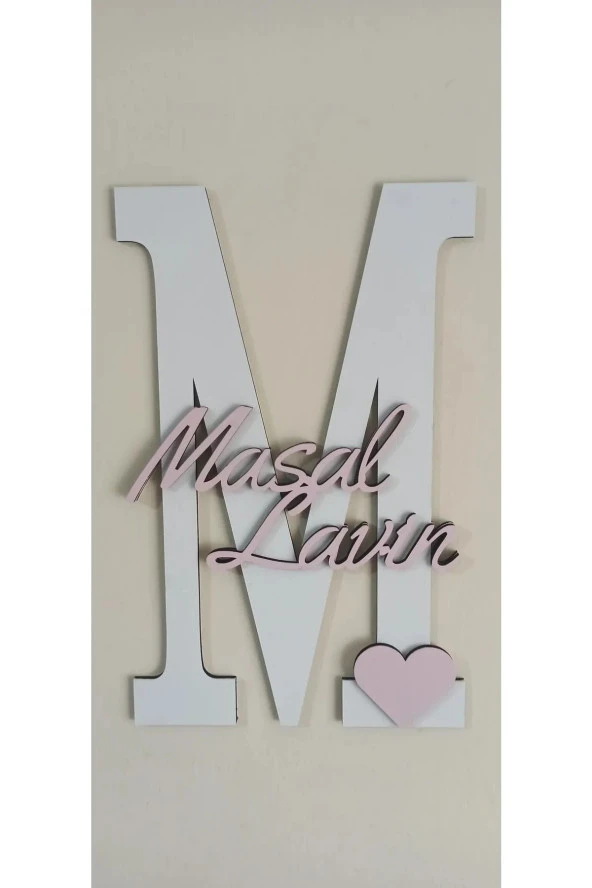 İsme Özel Harf Ve İsimli Ahşap Bebek Ve Çocuk Oda Kapı Süsü ürün görseli 1