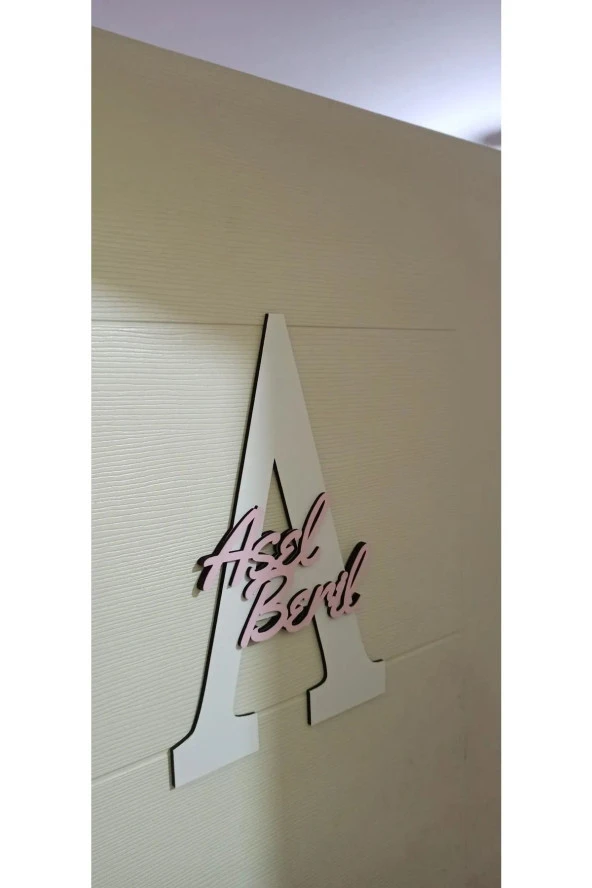 İsme Özel Harf Ve İsimli Ahşap Bebek Ve Çocuk Oda Kapı Süsü - Resim 2