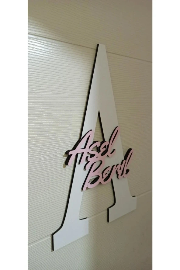 İsme Özel Harf Ve İsimli Ahşap Bebek Ve Çocuk Oda Kapı Süsü - Resim 3