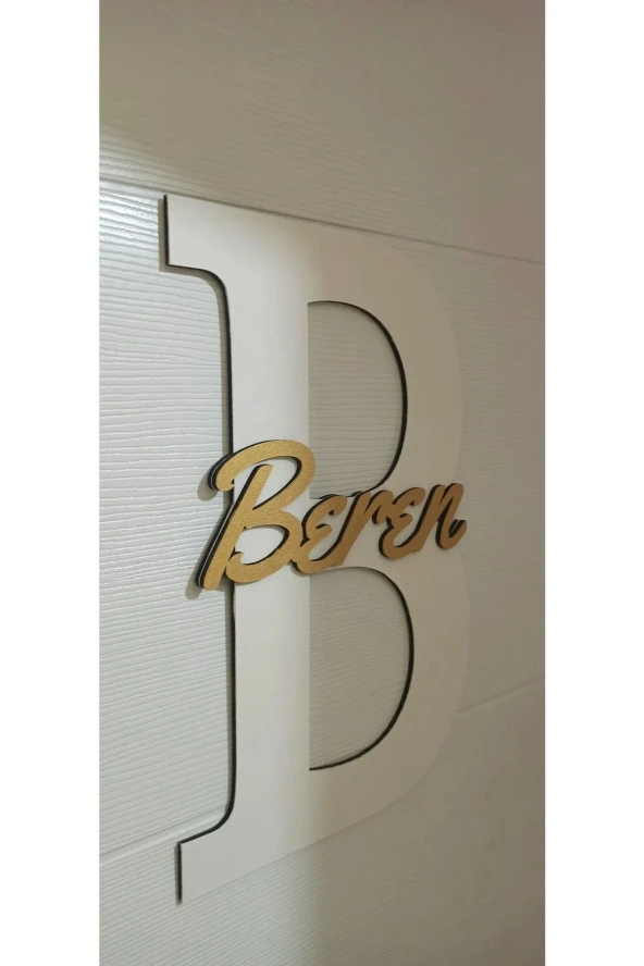 İsme Özel Harf Ve İsimli Ahşap Bebek Ve Çocuk Oda Kapı Süsü - Resim 3