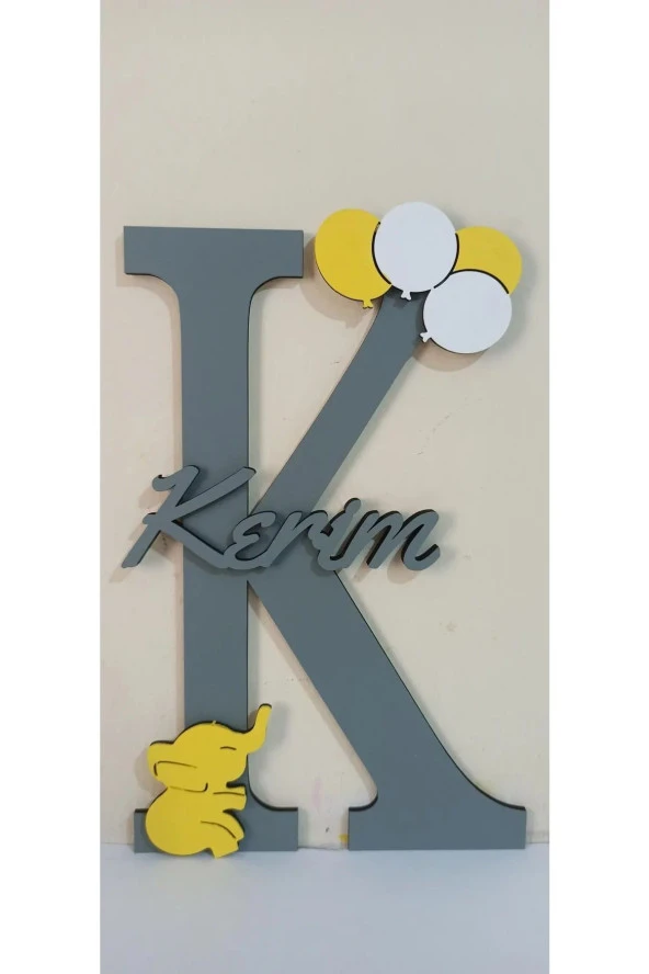 İsme Özel Harf Ve İsimli Ahşap Bebek Ve Çocuk Oda Kapı Süsü ürün görseli 1