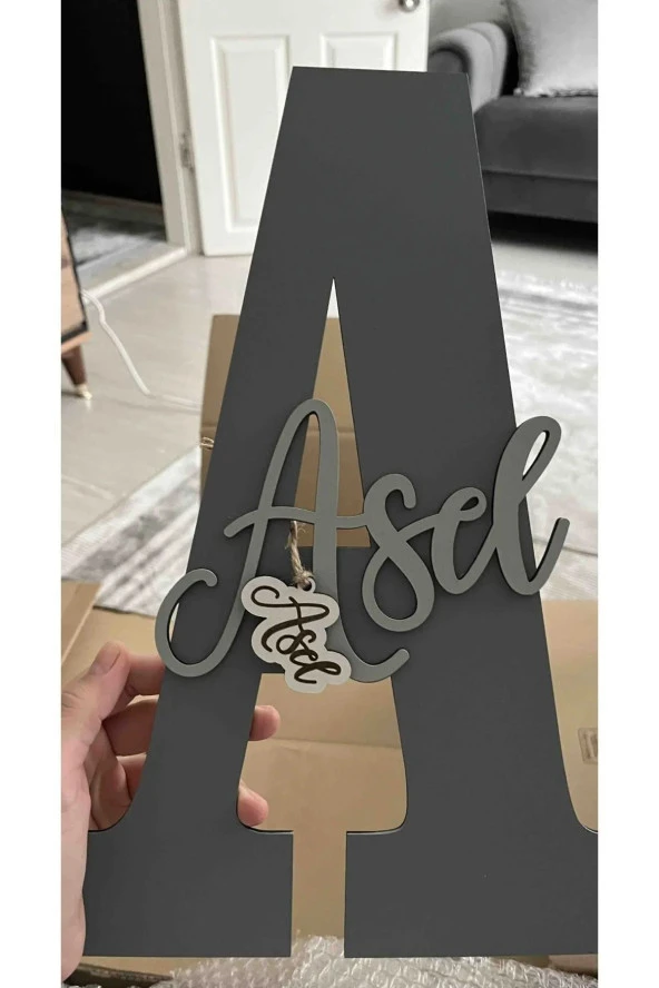 İsme Özel Harf Ve İsimli Ahşap Bebek Ve Çocuk Oda Kapı Süsü ürün görseli 1