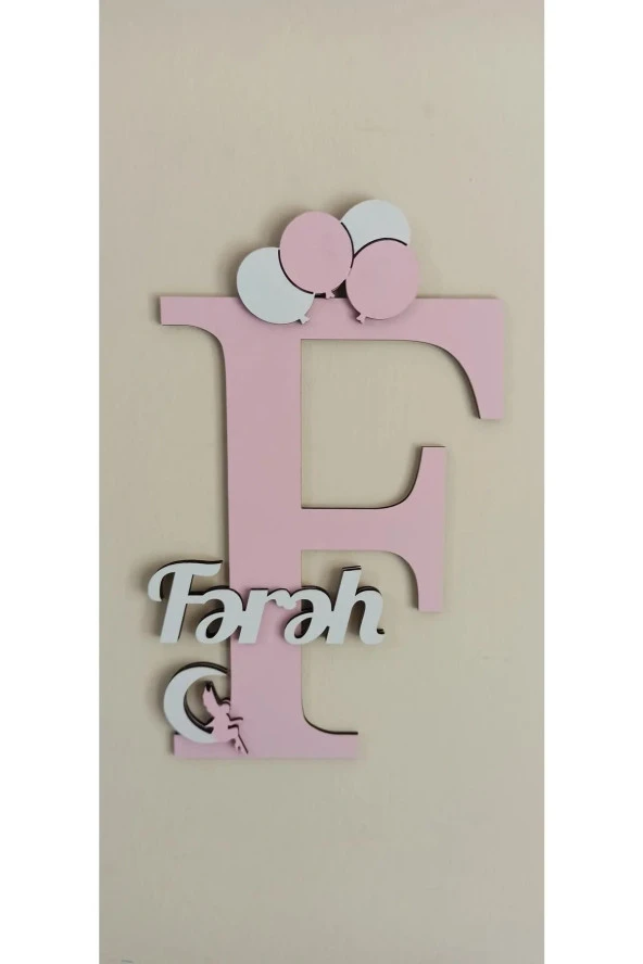 İsme Özel Harf Ve İsimli Ahşap Bebek Ve Çocuk Oda Kapı Süsü ürün görseli 1