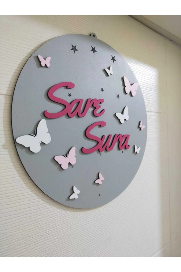 Özel Konsept Tasarım Isimli Bebek Çocuk Kapı Süsü - Resim 3