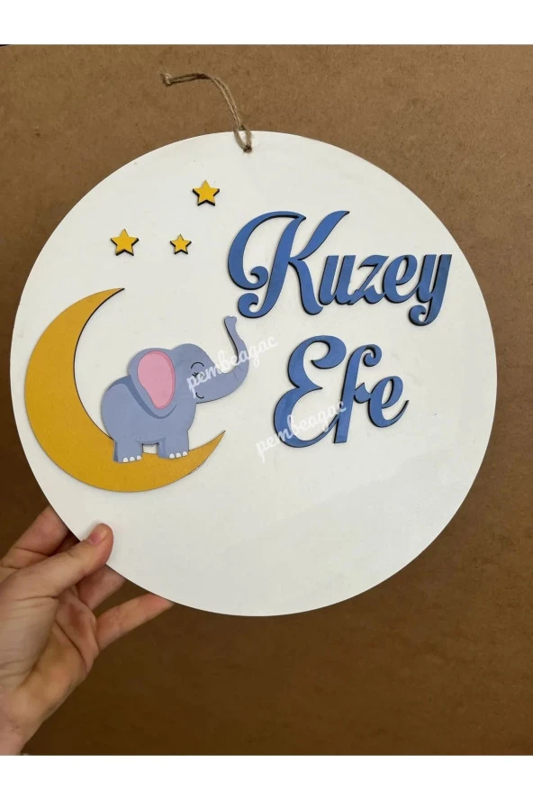 Özel Konsept Tasarım Isimli Bebek Çocuk Kapı Süsü - 2