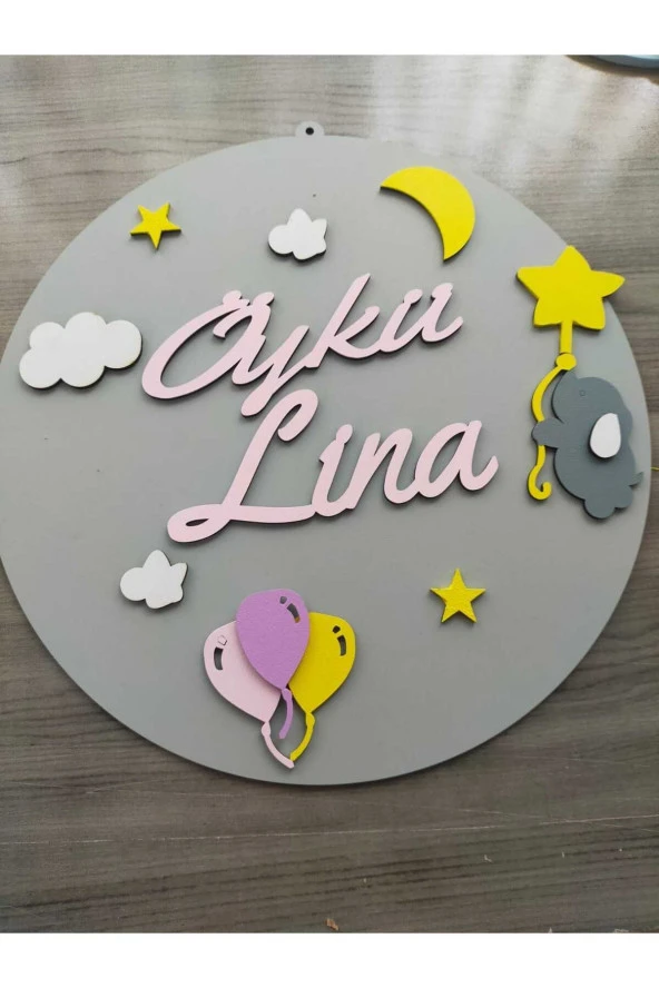 Özel Konsept Tasarım Isimli Bebek Çocuk Kapı Süsü ürün görseli 1