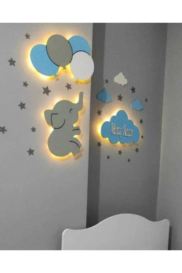 Çocuk Odası Dekoratif Ahşap Gece Lambası Ledli Aydınlatma - 2