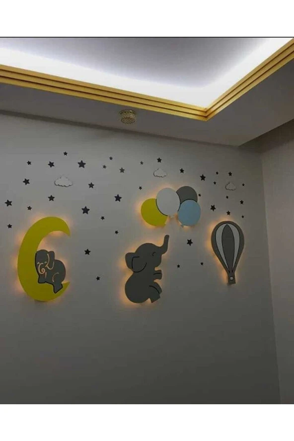 Çocuk Odası Dekoratif Ahşap Gece Lambası Ledli Aydınlatma - 2