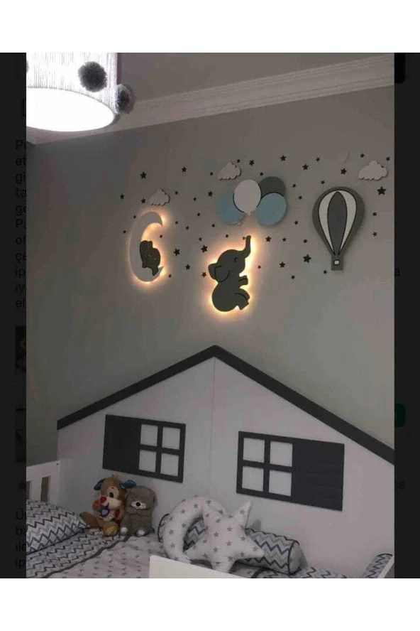 Çocuk Odası Dekoratif Ahşap Gece Lambası Ledli Aydınlatma - 2