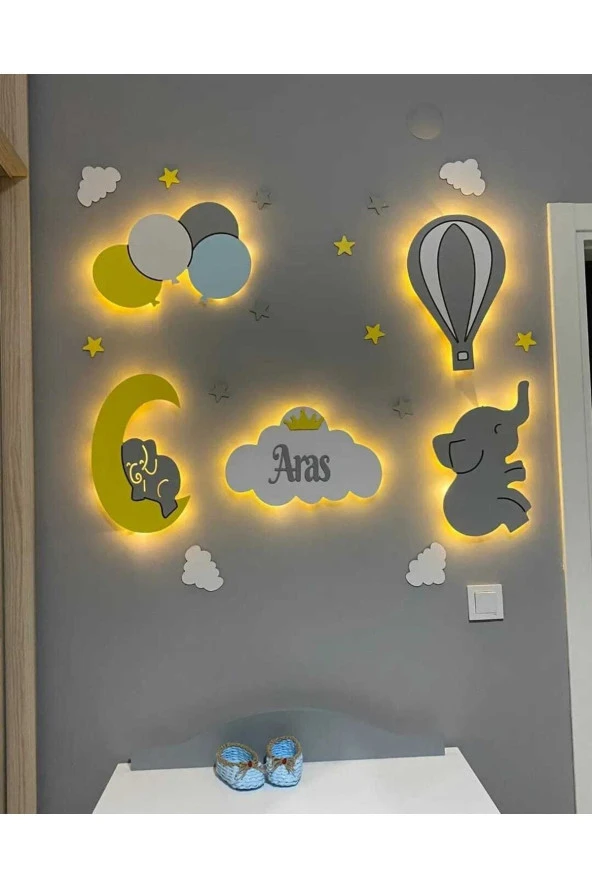 Çocuk Odası Dekoratif Ahşap Gece Lambası Ledli Aydınlatma - 2
