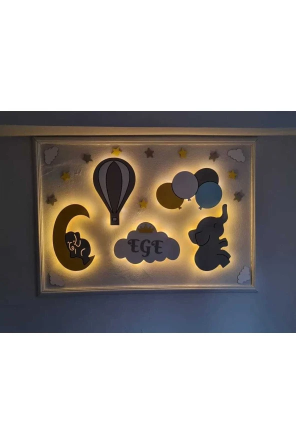 Çocuk Odası Dekoratif Ahşap Gece Lambası Ledli Aydınlatma - 2