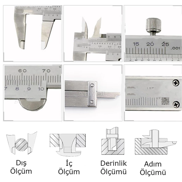 Mekanik Manuel Metal Kumpas Metal Çene 150 mm Kutulu Hassas İç Dış Derinlik Ölçüm Aleti - 5