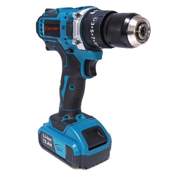 Yeni Xr Çift Batarya 58vf 12ah Şarjlı Matkap Seti (Mavi)  EEA325 (B) - 3