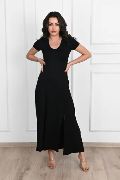 Kadın Yırtmaç Detaylı Elbise 5174-23 - 6