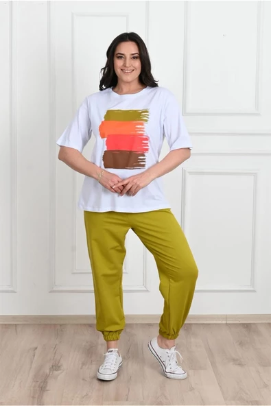 Kadın Büyük Beden Baskı Detaylı Eşofman Takımı 3695-23 - 9