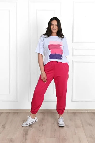 Kadın Büyük Beden Baskı Detaylı Eşofman Takımı 3695-23 - 8