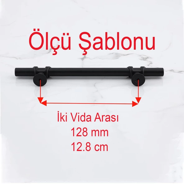 Maça Siyah Metal Kulp 128 mm-12,8 cm Mobilya Çekmece Mutfak Dolabı Dolap Kulpları Kulbu Kulpu - Resim 2