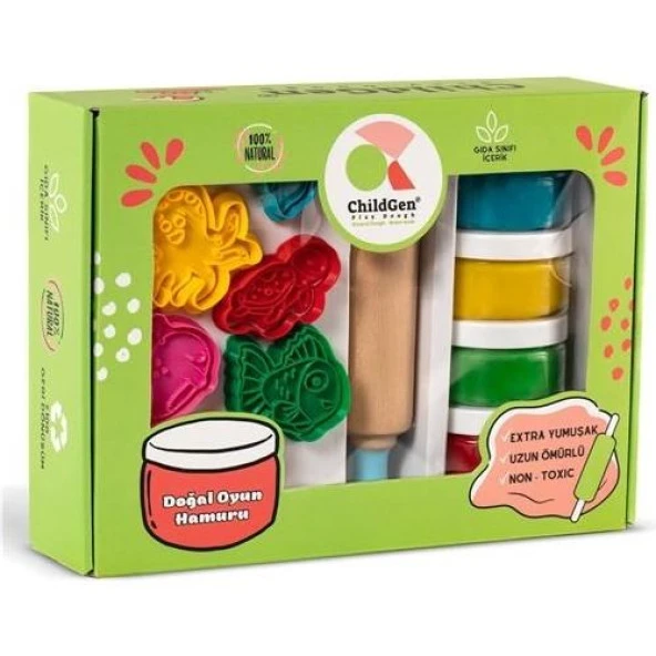 Childgen Doğal Oyun Hamuru Premium Set 4x125 gr Deniz Canlıları ürün görseli