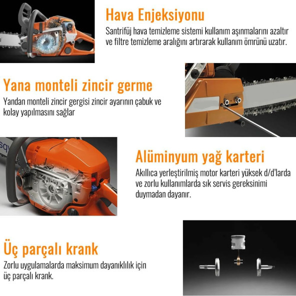 Benzinli Ağaç Motor Testere (Turuncu) EEA241 (B) - 2