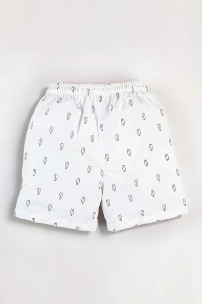 Sörf Tahtası Baskılı Beyaz Erkek Deniz Şortu - 2