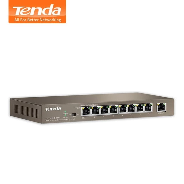 9port 63w 8port Poe Tef1109p-8-63w 10/100 Yönetilemez Switch