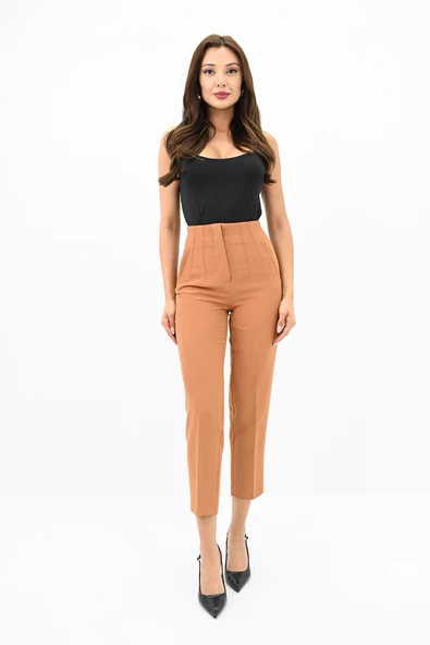 Kadın Yüksek Bel Krep Kumaş Pantolon 6110-23