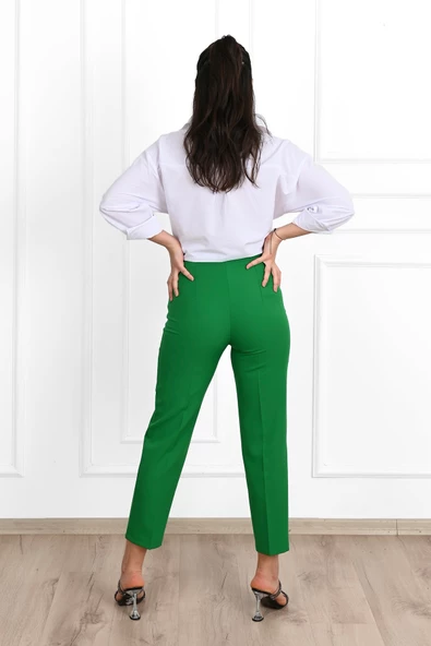 Kadın Yüksek Bel Krep Kumaş Pantolon 6110-23 - 10