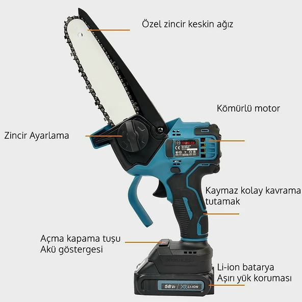 Akülü 3lü Bahçe Seti Dal Budama, Bağ Makası ve Vidalama 58Vf  EEA301 (B) - 3