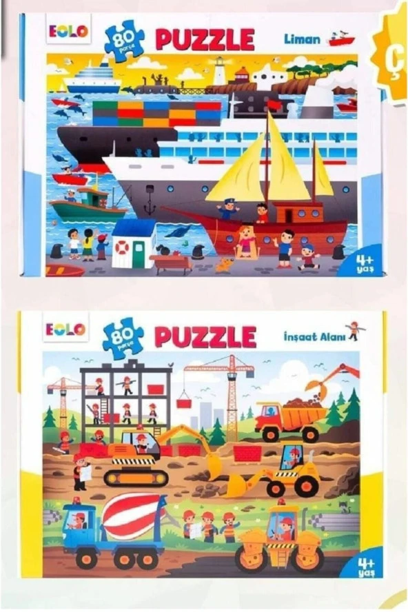 80 Parça Yer Puzzle 2 Li Liman Ve Inşaat