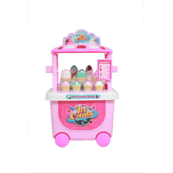 Global Toys Tekerlekli Dondurma Arabası Dükkan Oyun Seti Ice Cream Shop Şekerleme Seyyar Oyun Arabası