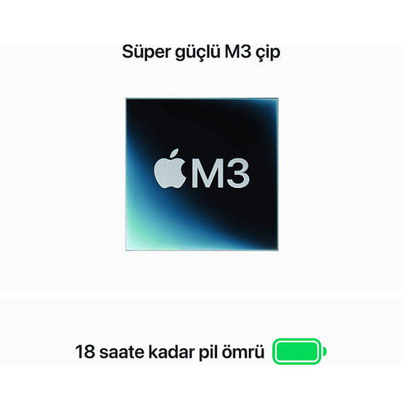 Apple MacBook Air M3 Çip 8GB 256GB SSD macOS 13" Taşınabilir Bilgisayar Gece Yarısı - 4