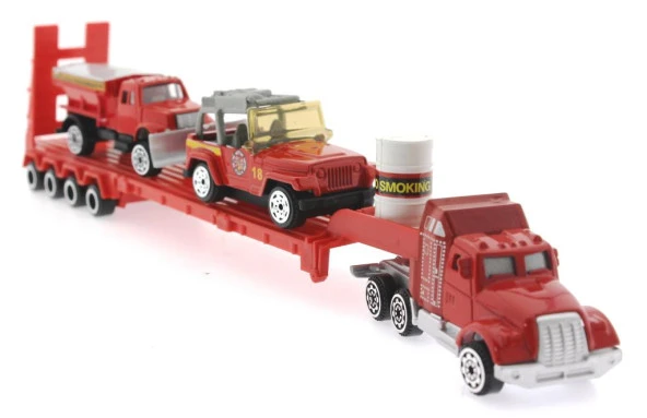 Die Cast Metal Tırlı ve Küreme Kamyonlu İtfaiye Seti - 4