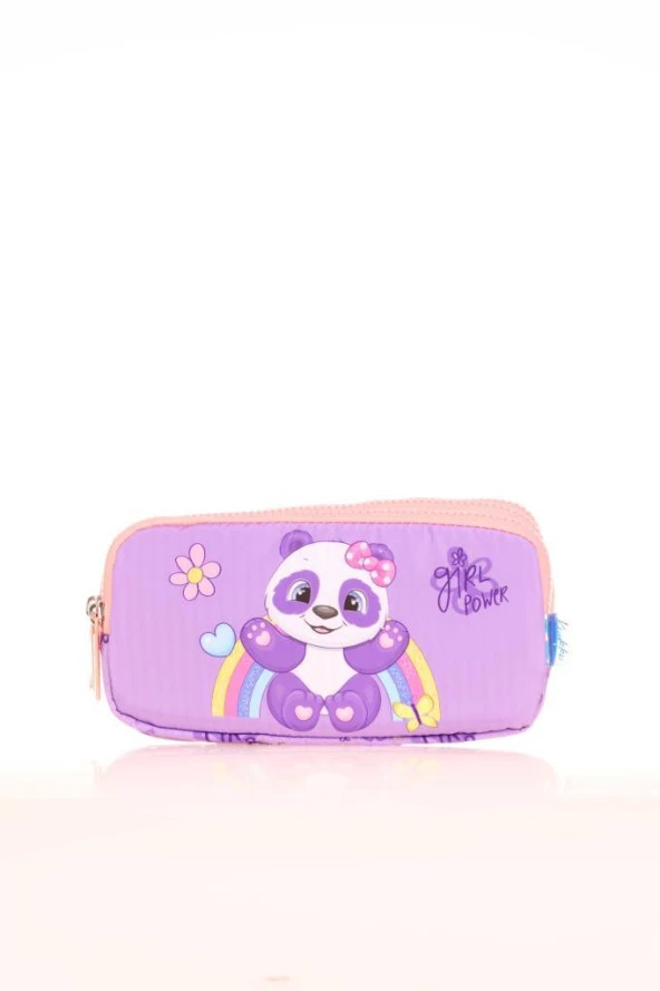 Kaukko Kids 3 Bölmeli Kalem Çantası Toys Panda Lila L8154 - 1