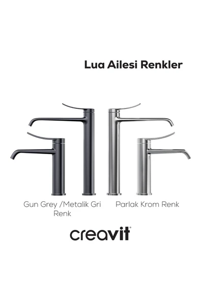 CREAVİT Lua Lavabo Bataryası Armatürü Metalik Gri LU1500GR - 5