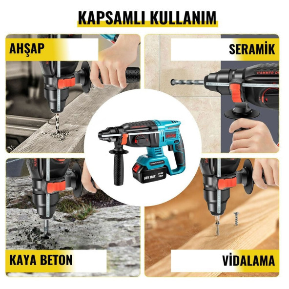 Şarjlı 88v max 5ah Kömürsüz Professional Kırıcı Delici Hilti E150 (B) - 4