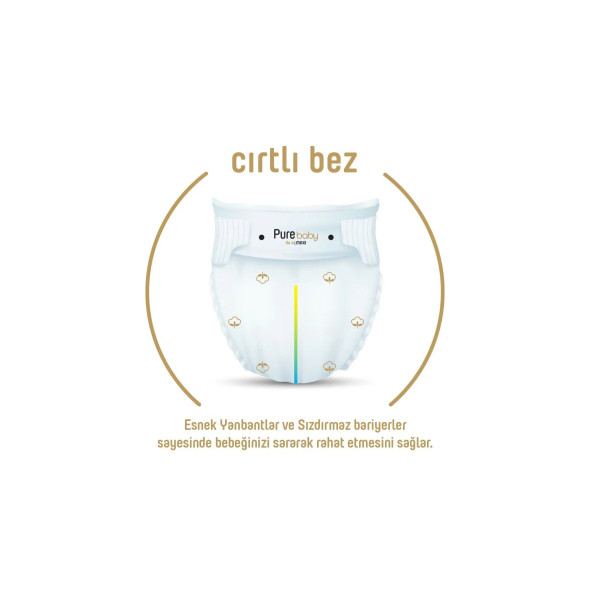 Pure Baby Organik Pamuklu Cırtlı Bez Tekli Paket 2 Numara Mini 68 Adet - 3