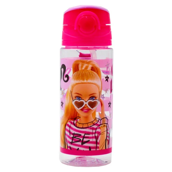 Barbie Lisanslı Pipetli Plastik Matara 500 ml Koyu Pembe (OTTO-41448)