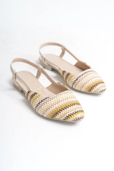 Gısele Bej Kadın Hasır Detay Günlük Rahat Şık Sivri Burun Sandalet Terlik GISELE-1980 - 4