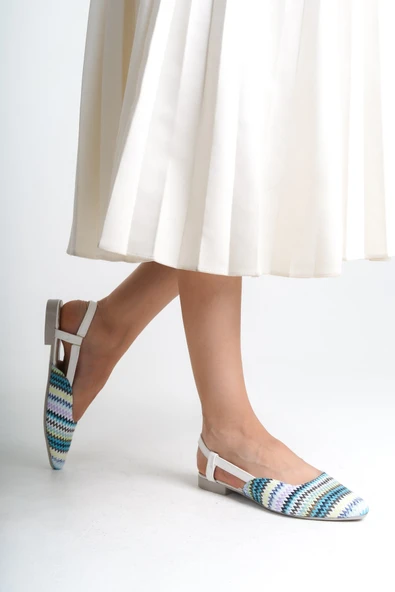 Gısele Mavi Kadın Hasır Detay Günlük Rahat Şık Sivri Burun Sandalet Terlik GISELE-1980 - 2