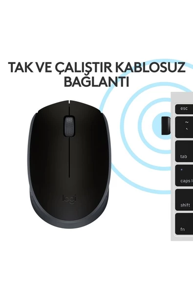 M171 USB Alıcılı Kablosuz Kompakt Mouse - Siyah 910-004424 - 4