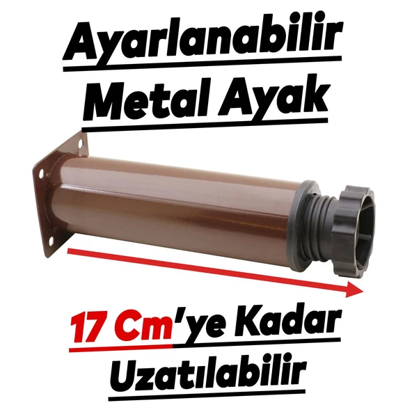 Ayarlanabilir Mobilya Kanepe Baza Koltuk Metal Destek Yükseltici Kahve Ayağı 15 cm Ayakları 4 Adet - 2