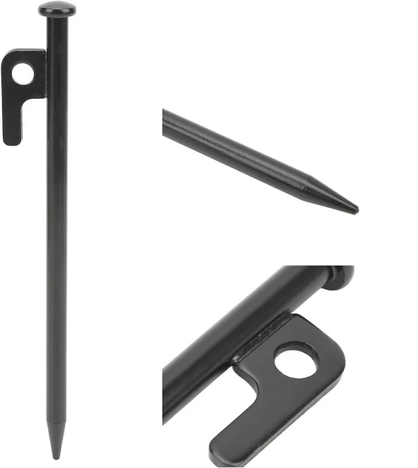 4 Adet Siyah Çadır Çivisi 20 cm ve Taşıma Çantası - 7