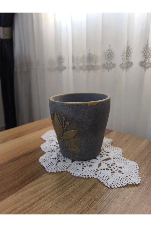 2 adet Gold eskitme beton orkide saksısı Antrasit renkli