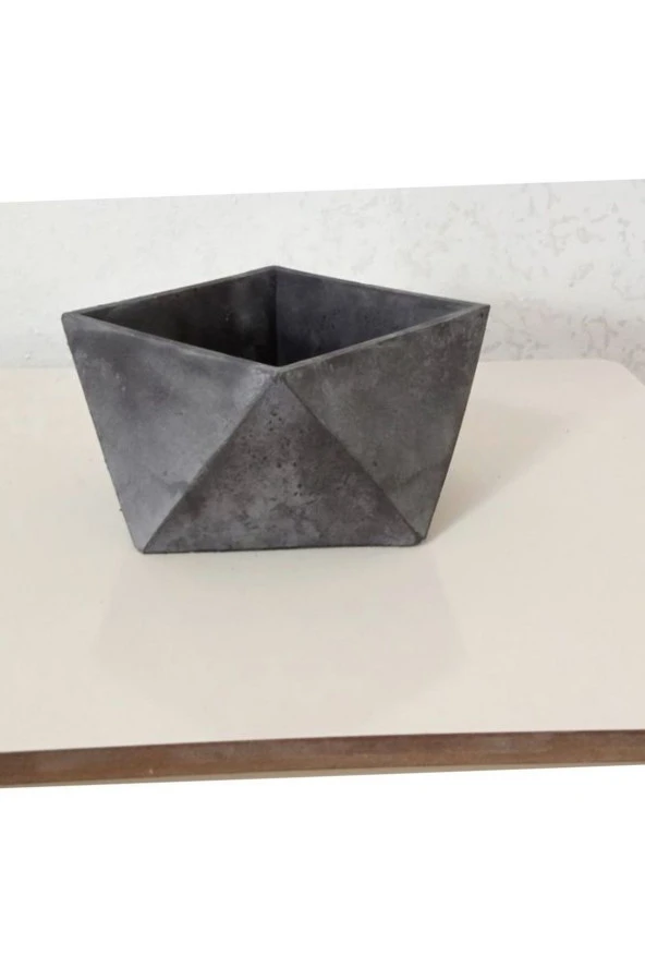 Geometrik Beton Saksı Ağız Çap 12-16 cm çap Antrasit Gold